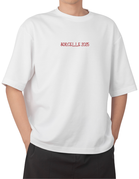 White Oversized T-Shirt – Warrior Back Print (Men’s)