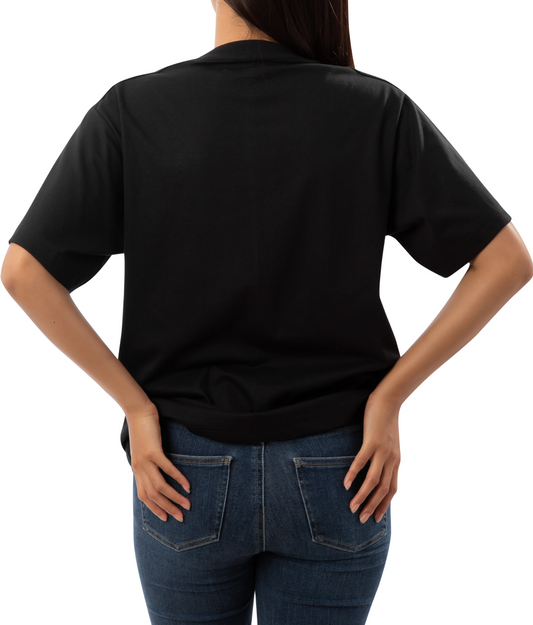 Girls Oversized Black T-Shirt with Labbubu Front Print