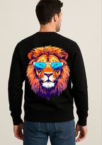 Black Sweatshirt with Lion Back Print | Bold Streetwear for Men