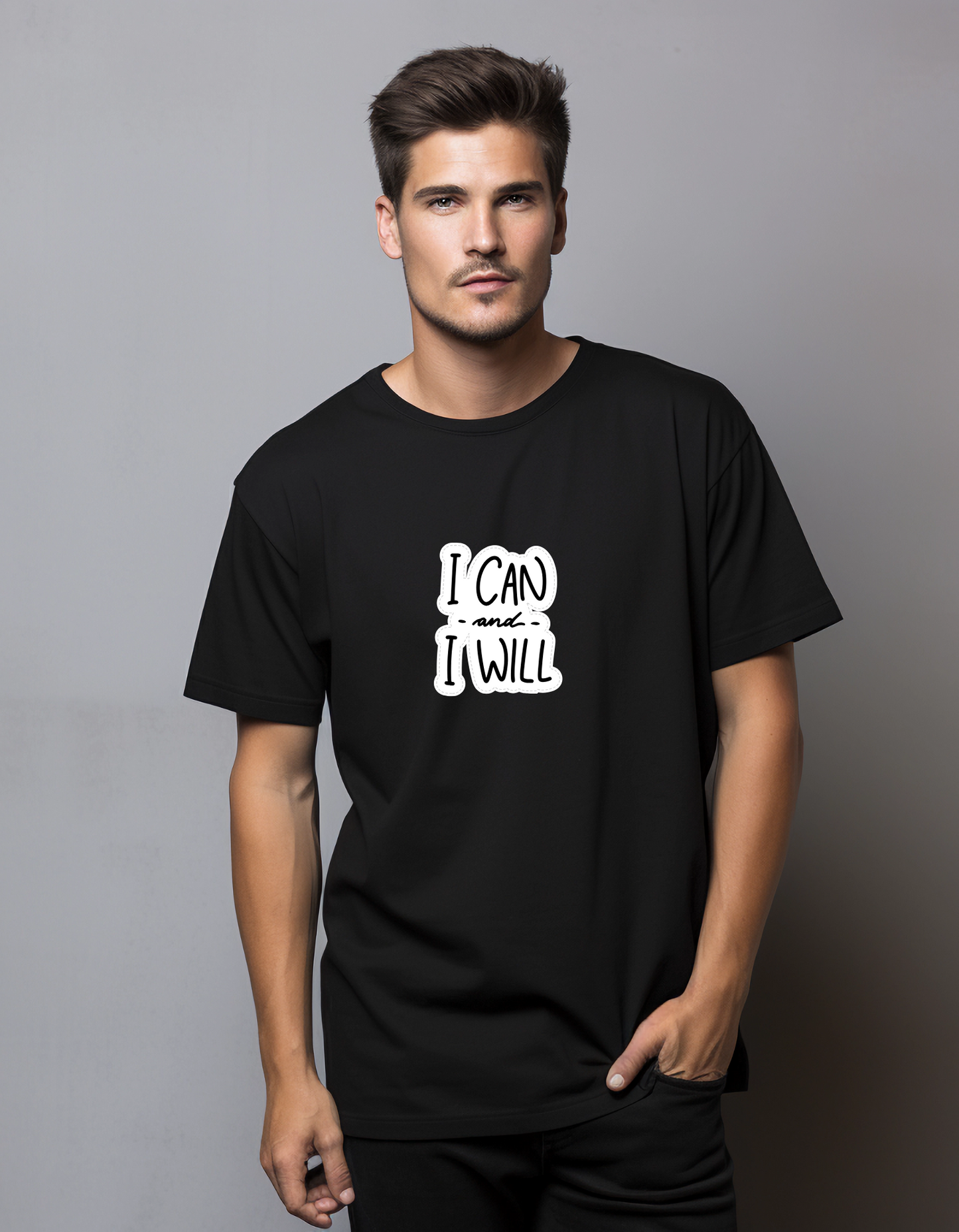 Black Men’s Motivational T-Shirt – I Can and I Will