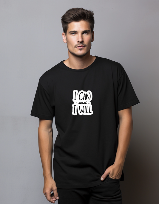 Black Men’s Motivational T-Shirt – I Can and I Will