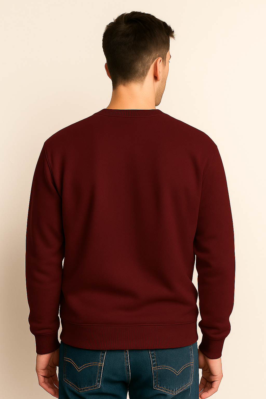 Maroon Sweatshirt with Minimal Center Print | Everyday Streetwear