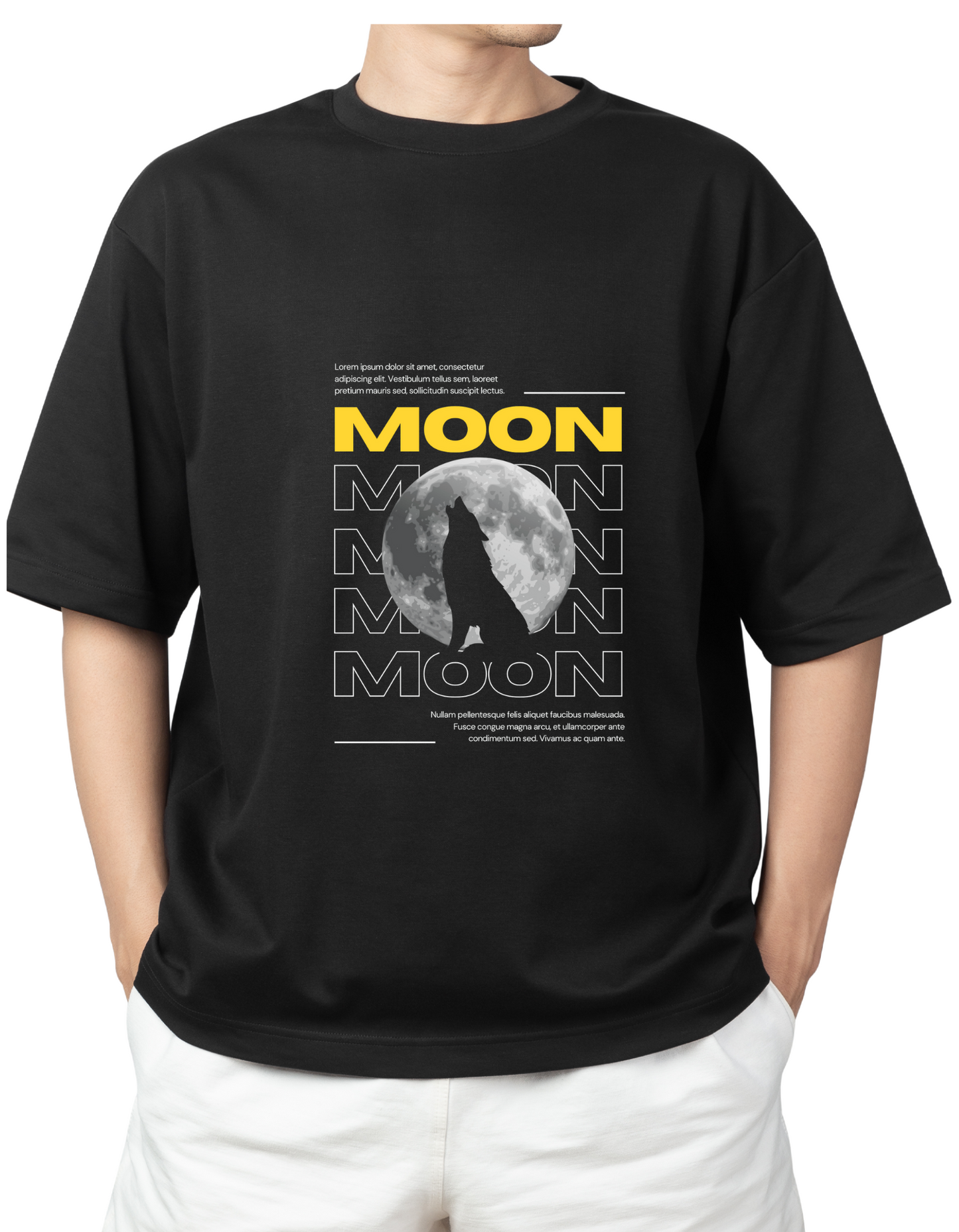 Black Oversized T-Shirt – Premium Cotton | Moon Graphic Print