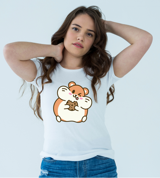 Women’s White Cute Animal Print T-Shirt