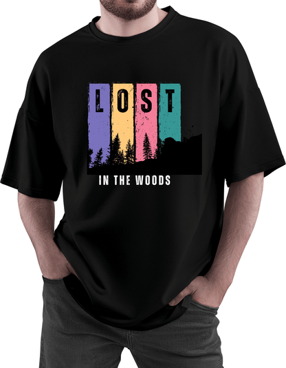 Black Oversized T-Shirt with “LOST” Front Print | Streetwear Graphic Tee