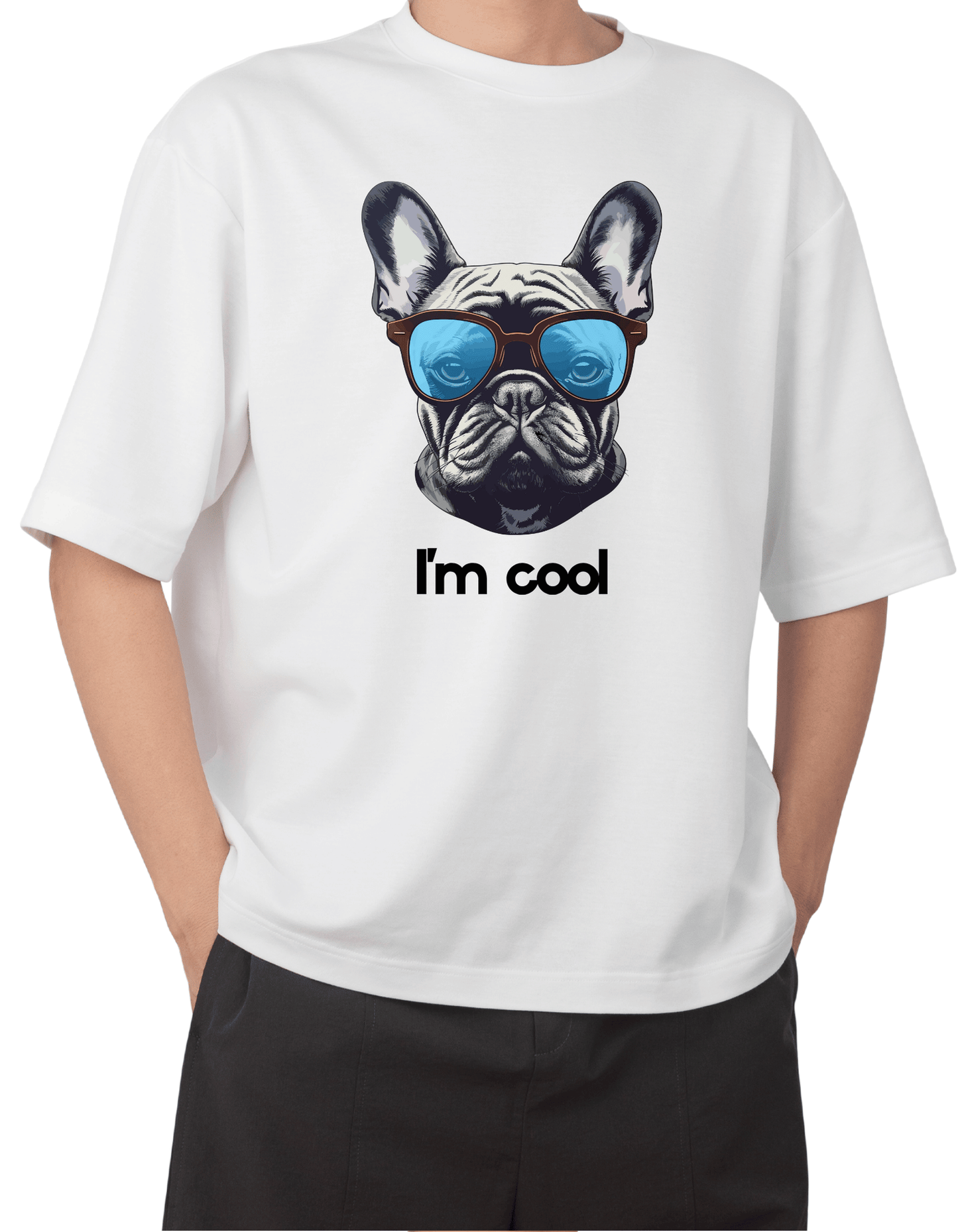 White Oversized “Cool Dog” T-Shirt | Trendy Graphic Tee