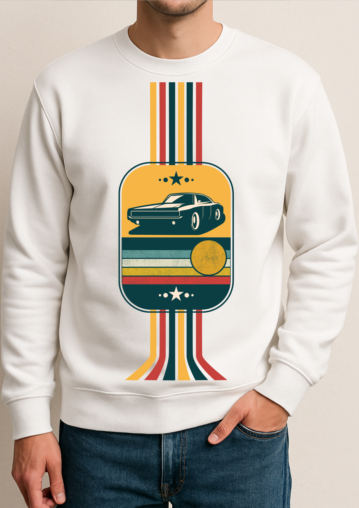 Off-White Premium Sweatshirt with Car Print Front | New Design