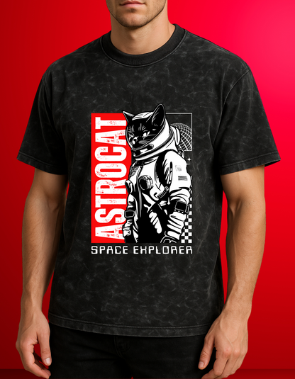 Acid Wash Oversized T-Shirt – Premium Quality | Astrocat Graphic Print