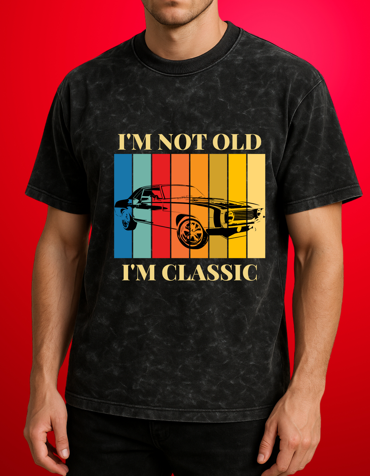 Acid Wash Oversized T-Shirt – Premium Quality | Classic Car Graphic