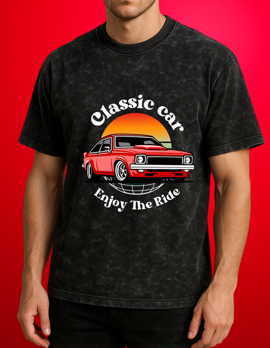 Acid Wash Oversized T-Shirt – Classic Car Edition