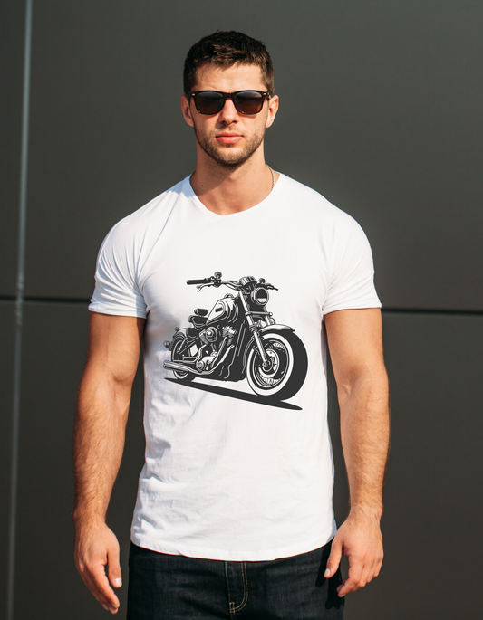 White Bike Graphic T-Shirt – Men’s Casual Wear