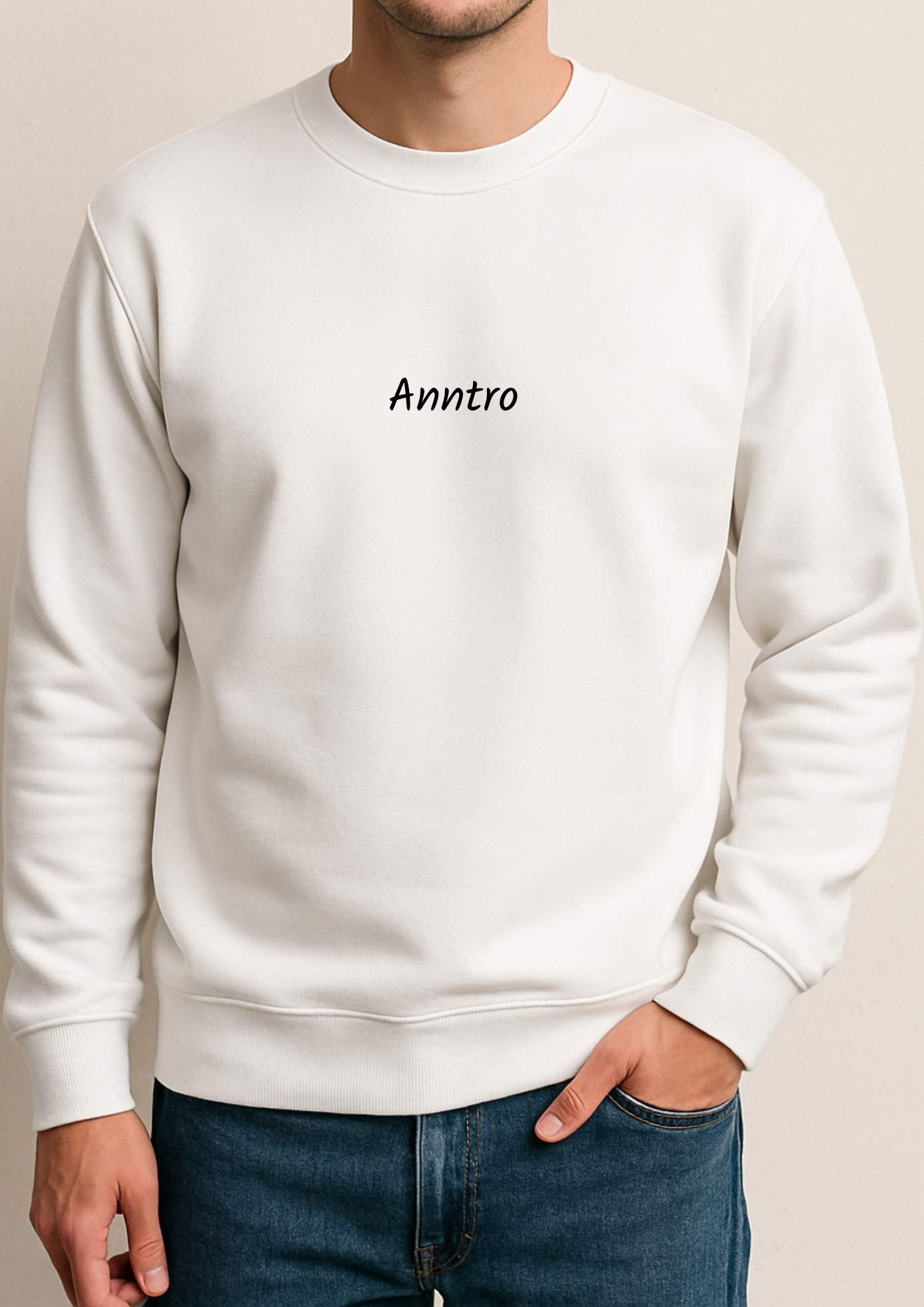 Off-White Premium Sweatshirt with Multicolor Lion Back Print