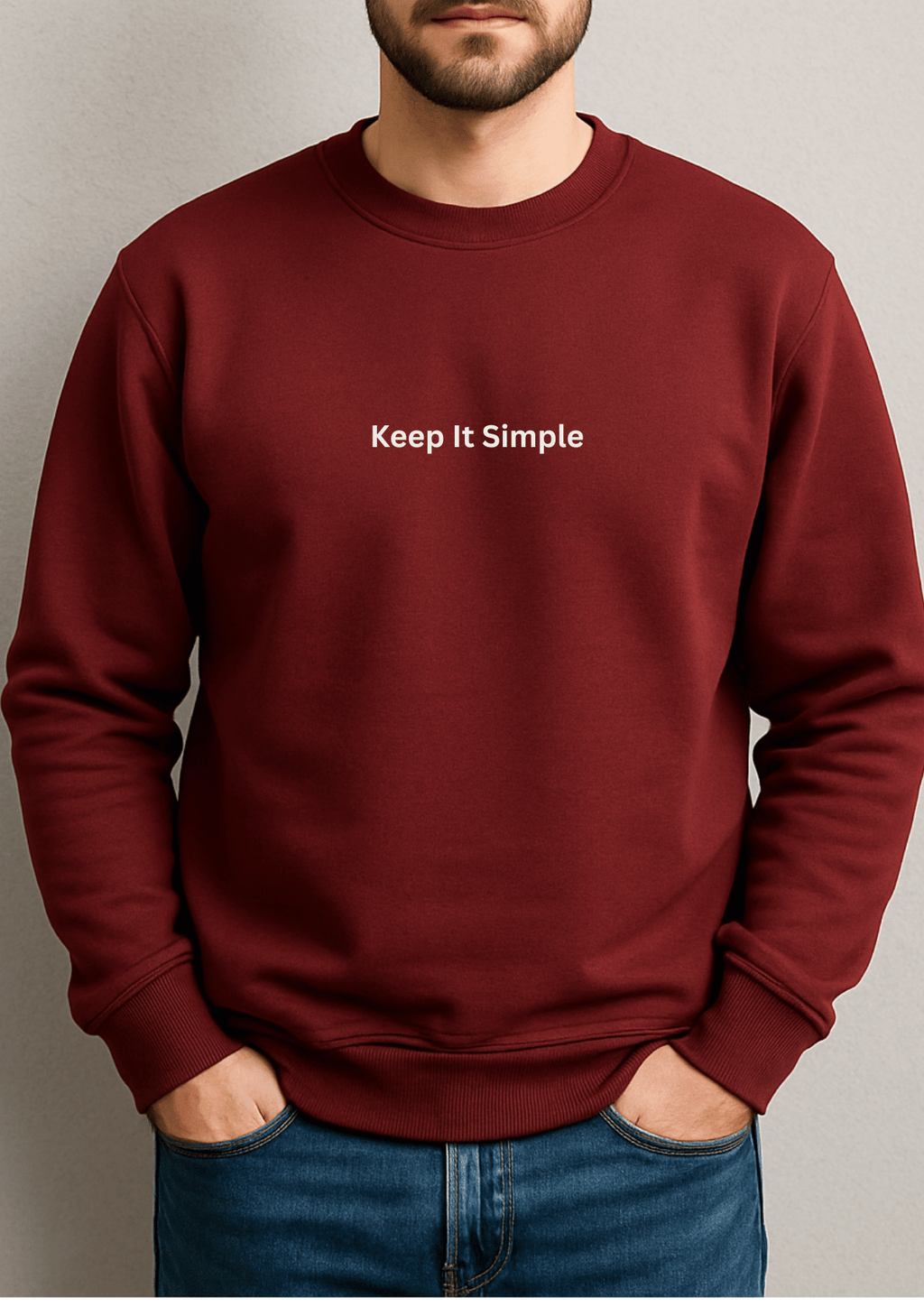 Maroon Sweatshirt with Minimal Center Print | Everyday Streetwear