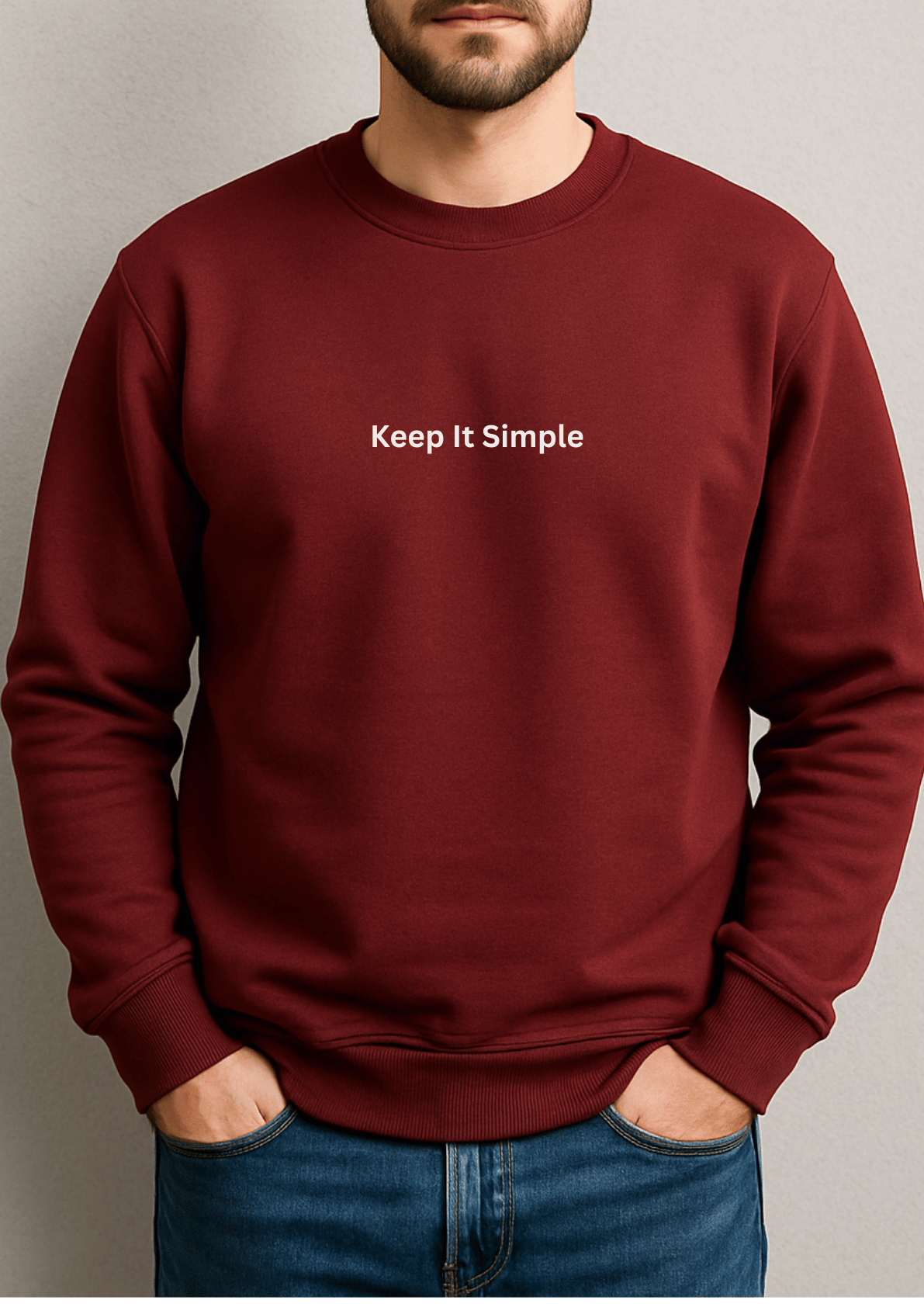 Maroon Sweatshirt with Minimal Center Print | Everyday Streetwear