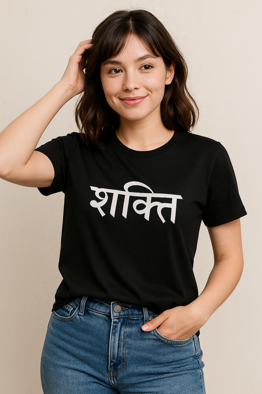 Shakti – Black Regular Fit T-Shirt for Women