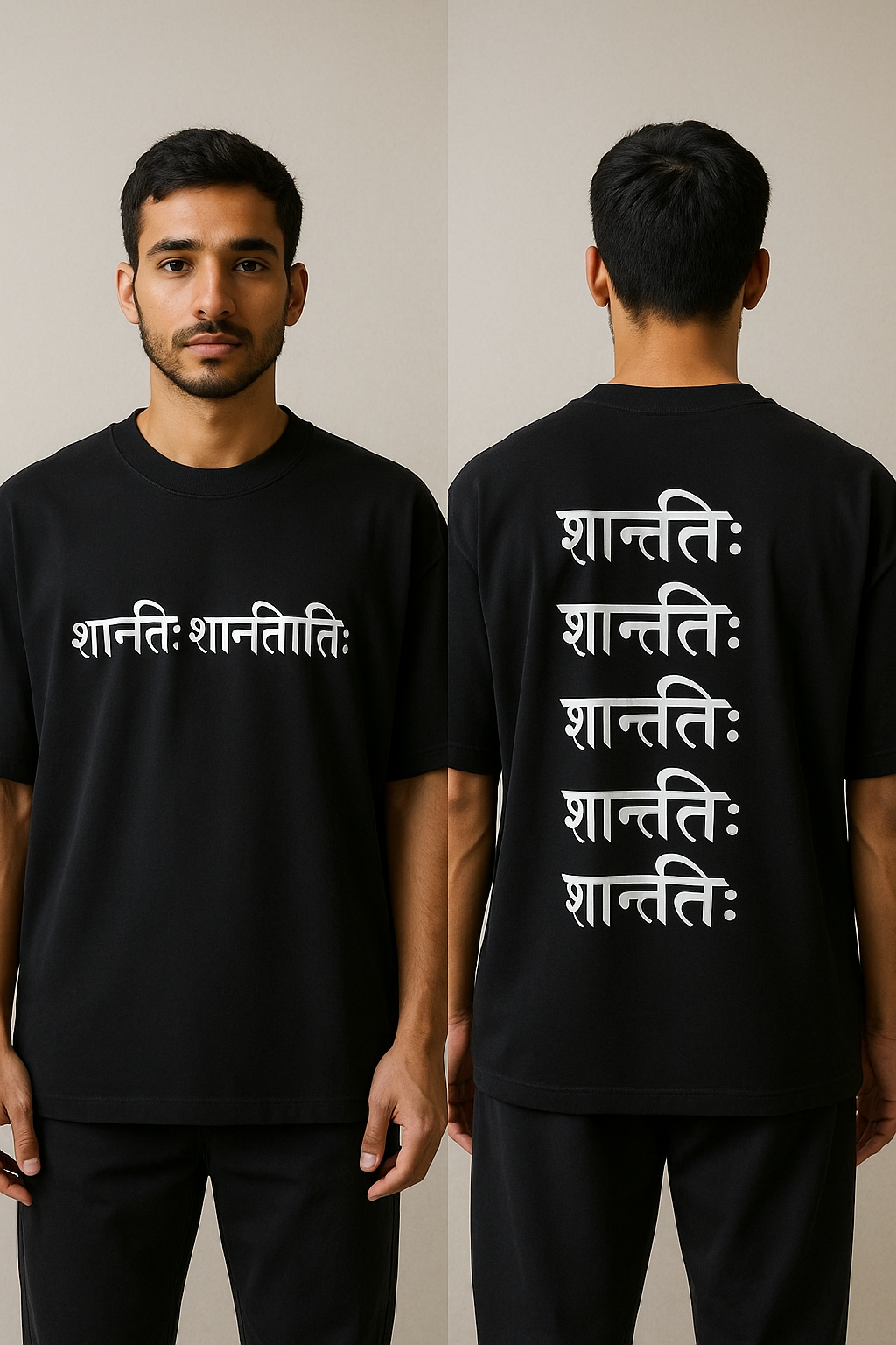Om Shanti - Black Sanskrit Graphic Tee