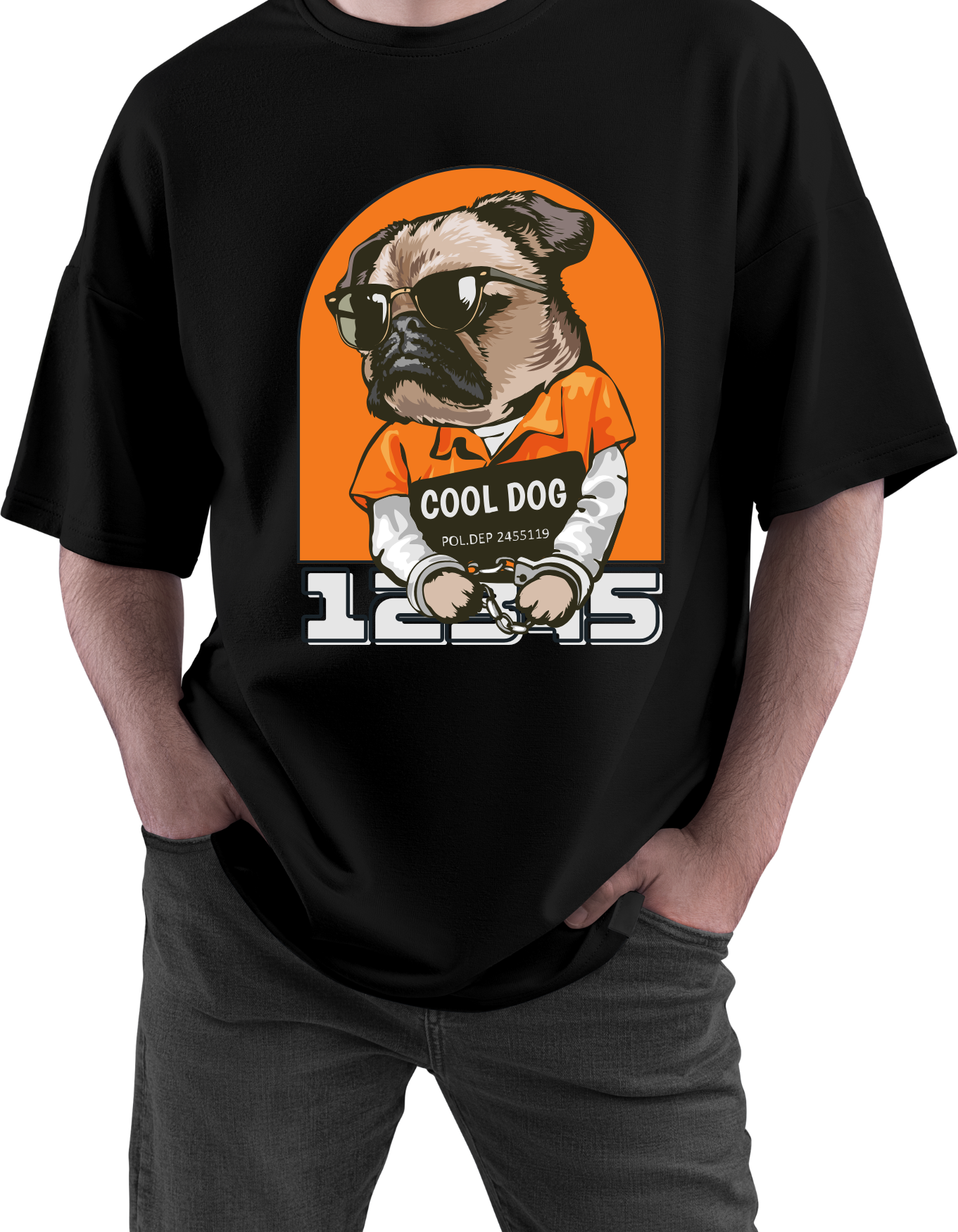 White Oversized T-Shirt – Premium Cotton | Funky Dog with Goggles