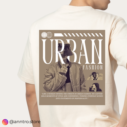 Urban Pulse Oversized Cream Tee – Back Graphic Drop