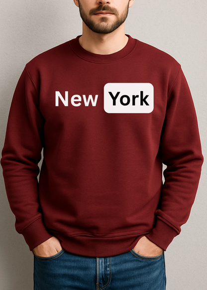 Maroon Sweatshirt with “New York” Front Print | Classic Streetwear