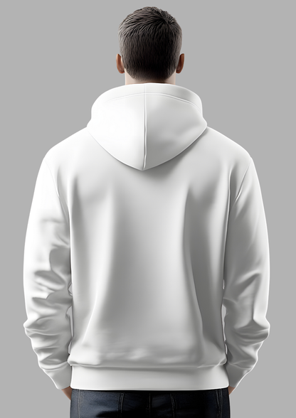 White Hoodie with Black Skeleton Face Print | Premium Fabric