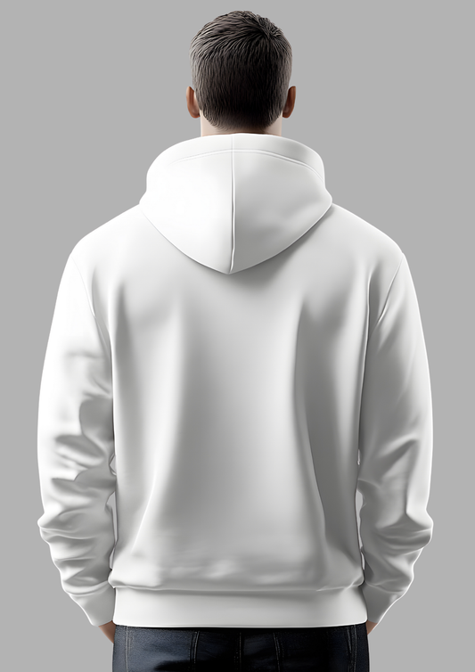 White Hoodie with Black Skeleton Face Print | Premium Fabric