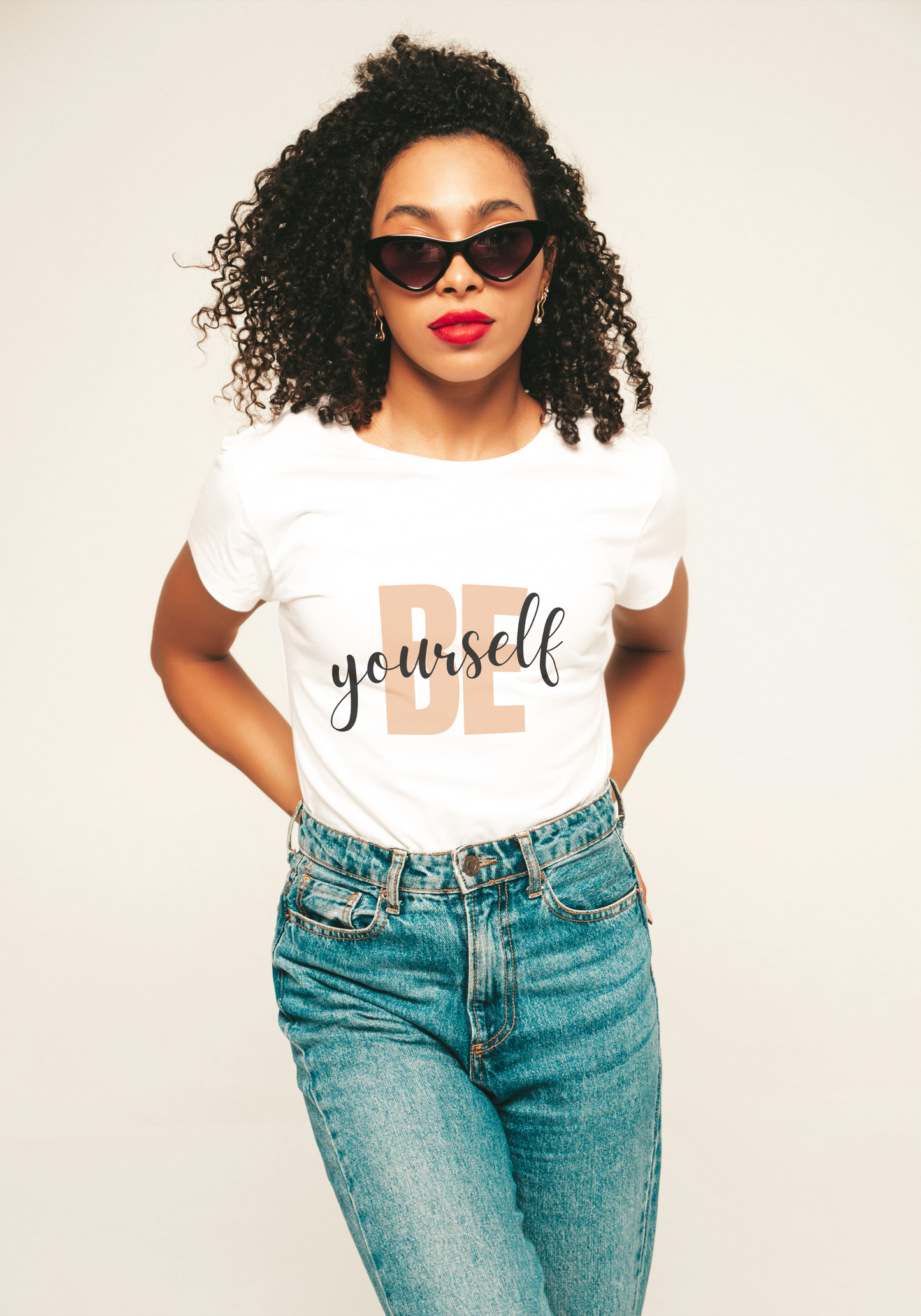 Be Yourself – White Regular Fit Women's T-Shirt