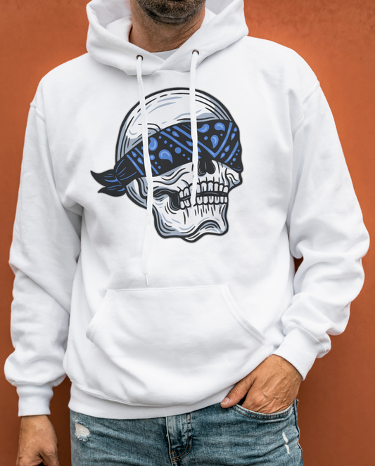 White Hoodie with Black Skeleton Face Print | Premium Fabric